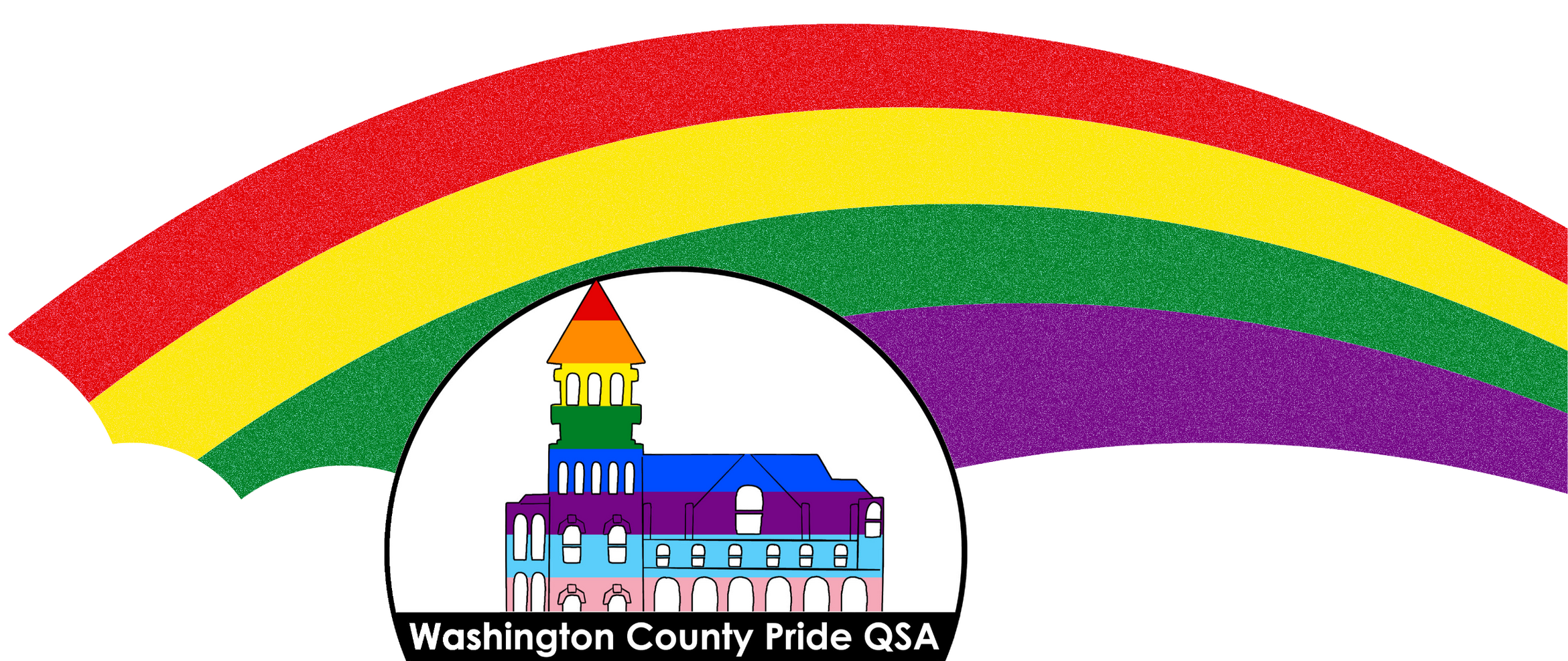 The WCPQSA logo, on top of are simplified rainbow and clouds